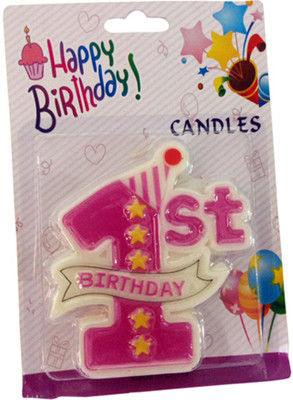 

Funcart 1st Birthday Candle(Pink, Pack of 1)