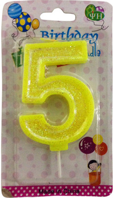 

Funcart Neon Yellow Glitter Five numerical cake Candle(Yellow, Pack of 1)