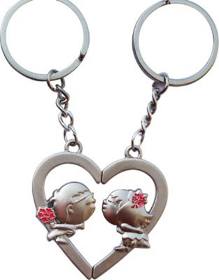 

Madhuraj Cute Kissing Couple In Heart Metal Key Chain(Silver)
