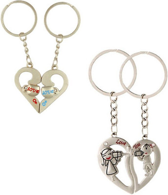 

Madhuraj High Quality Love You Heart Couple Combo set Metal Key Chain