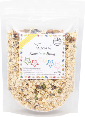 Tassyam Gusto Spicerie Super Fruit Muesli 250 Grams | Rolled Oats + Dehydrated & Dried Fruits by Tassyam(250 g, Pouch)