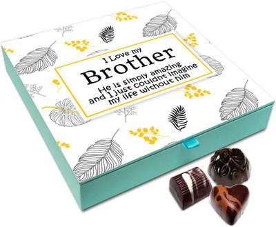 

Chocholik Rakhi Gift Box - I Love My Bro Very Much Chocolate Box For Brother / Sister - 9pc Truffles(108 g)