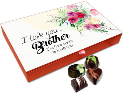 

Chocholik Raksha-bandhan Gift Box - Love You Bro Chocolate Box For Brother / Sister - 12pc Truffles(144 g)