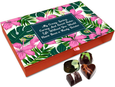 

Chocholik Rakshabandan Gift Box - Love You Crazy Sis Chocolate Box For Brother / Sister - 12pc Truffles(144 g)