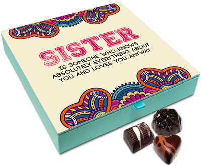 

Chocholik Rakhi Gift Box - Sis Loves You For Everything You are Chocolate Box For Brother / Sister - 9pc Truffles(108 g)