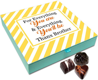 

Chocholik Rakhi Gift Box - Thanks For Everything You Are Bro Chocolate Box For Brother / Sister - 9pc Truffles(108 g)