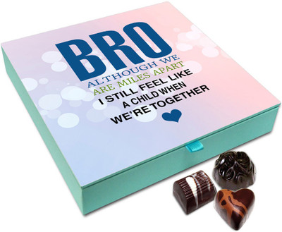 

Chocholik Rakhi Gift Box - Bro I Feel Like Child When We Are Together Chocolate Box For Brother / Sister - 9pc Truffles(108 g)