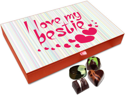 Chocholik Friendship Gift - I Love My Bestie Chocolate Box - 12 Pc Truffles(144 g)