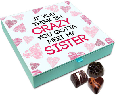 

Chocholik Rakhi Gift Box - My Sis Is Crazier Than Me Chocolate Box For Brother / Sister - 9pc Truffles(108 g)