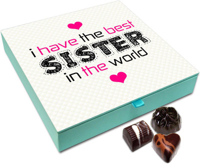 

Chocholik Rakhi Gift Box - I Have The Best Sis In The World Chocolate Box For Brother / Sister - 9pc Truffles(108 g)