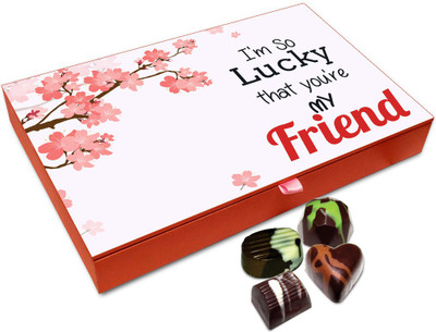 

Chocholik Friendship Gift - So Lucky To Have A Friend Like You Chocolate Box - 12 Pc Truffles(144 g)
