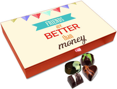 

Chocholik Friendship Gift - Friends Are Important Than Money Chocolate Box - 12 Pc Truffles(144 g)