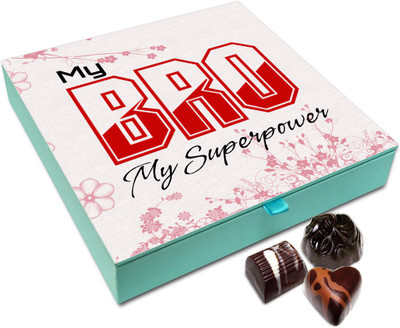 

Chocholik Rakhi Gift Box - MY Bro Is My Super Power Chocolate Box For Brother / Sister - 9pc Truffles(108 g)