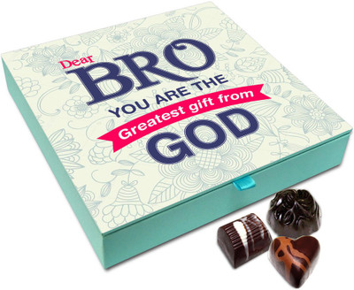 

Chocholik Rakhi Gift Box - Bro You Are The Greatest Gift From God Chocolate Box For Brother / Sister - 9pc Truffles(108 g)
