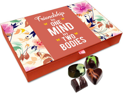 

Chocholik Friendship Gift - Friendship Is One Mind In Two Bodies Chocolate Box - 12 Pc Truffles(144 g)