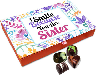 

Chocholik Rakshabandan Gift Box - Sister You Are Reason Of My Smile Chocolate Box For Bro / Sister - 12pc Truffles(144 g)