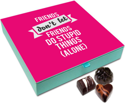 

Chocholik Friendship Gift - Friends Don't Let Friends Do Stupid Things Alone Chocolate Box For Friends - 9 Pc Truffles(108 g)