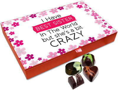 

Chocholik Rakshabandan Gift Box - Crazy Sis Chocolate Box For Brother / Sister - 12pc Truffles(144 g)