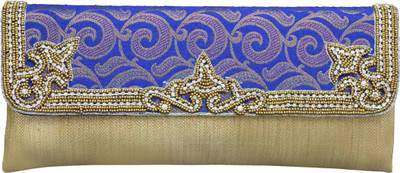 

Jewellerkaka Casual Blue, Gold Clutch