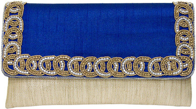 

Jewellerkaka Casual Blue, Gold, White Clutch
