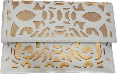 

Jewellerkaka Casual Gold, White Clutch