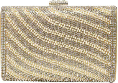 Jewellerkaka Casual White, Silver, Gold Clutch, Gold;silver;white