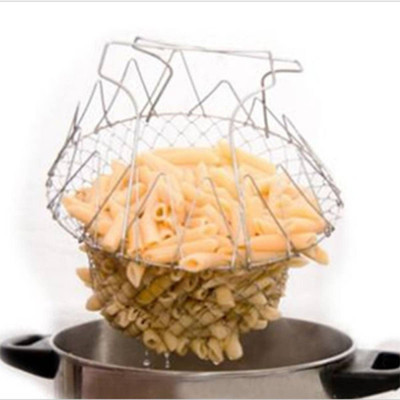 Bruzone Kitchen Tool for Cook, Deep Fry D07 Collapsible Strainer(Grey Pack of 1)