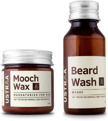 

Ustraa By Happily Unmarried Beard Wash (Woody) & Mooch Wax-Pack of 2(Set of 2)