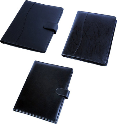 

COI leatherite designer black file folder and resume folder for documents and certificate for office executive folder and interview document file and folders for students ( set of 3 )(Set Of 3, Black)