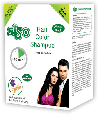 

Siso Premium hair color shampoo - 15ml (Pack of 10) Hair Color(Black)
