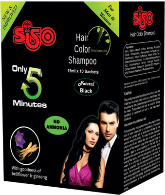 

Siso hair colour shampoo - 15ml (Pack of 10) Hair Color(Black)