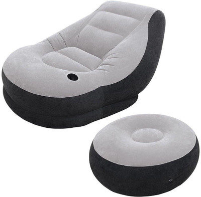 GOR Inflatable Ultra Lounge Chair with Ottoman Inflatable Sofa/ Chair(Black, Grey)