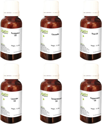 

Allin Exporters 6 In One Aroma Oil Combo Pack Lavender,Rose,Citronella,Eucalyptus,Peppermint ,Sandal Wood,15 Ml Each(90 ml)