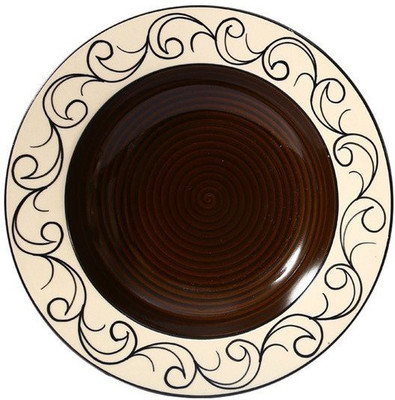 

caffeine Soup Plate 9 Inch Ceramic/Stoneware in Dark Brown Aerial (1 Pc) Handmade Dinner Plates