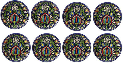 

caffeine 10 Inch Ceramic/Stoneware in Blue Jaipuri Handmade Dinner Plates(Pack of 8)