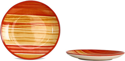 

caffeine 10IN Ceramic/Stoneware in Orange and Beige Studio (Set of 2) Handmade Dinner Plates(Pack of 2)