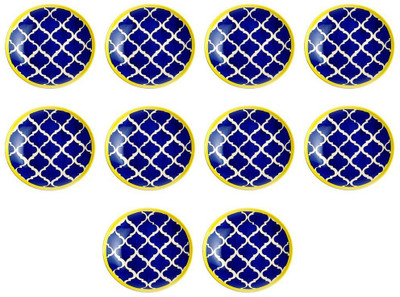 

caffeine Quarter Plate 8 Inch Ceramic/Stoneware in Blue Mehrab Jaal Handmade Dinner Plates(Pack of 10)