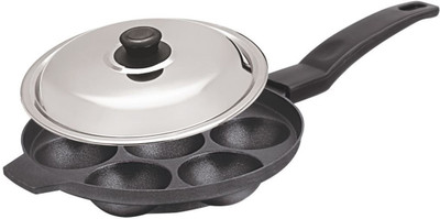 

Jaipan Appam Patra 7 cavities Appachatty Pan 3 cm diameter(Stainless Steel, Non-stick, Induction Bottom), Grey