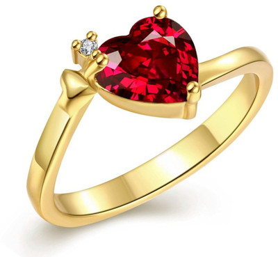 PEORA Metal Cubic Zirconia Gold Plated Ring