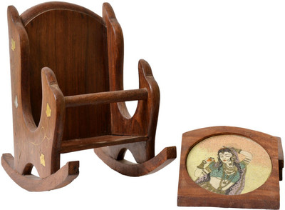 eShubham Kadam Wood Decorative Rocking Chair Type Four Tea Coaster Showpiece - 14 cm(Wooden, Multicolor) available at flipkart for Rs.366