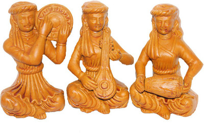 

Sarvsiddhi Terracotta Rajasthani Plain Musical Showpiece Set of 3 Decorative Showpiece - 16 cm(Terracotta, Brown)