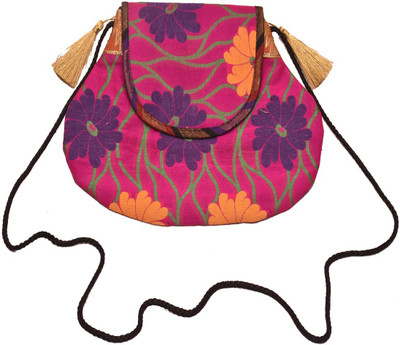 

AHC Girls Casual Purple Brocade Sling Bag