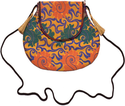 

AHC Girls Casual Yellow Brocade Sling Bag