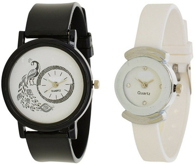 

Miss Perfect Peacock Black and White Small Pu Sexy Love Girl Watch Watch - For Women