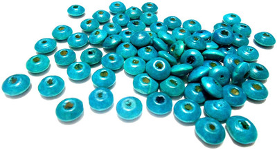 

GOELX Disc wooden beads blue for jewellery making/ crafts/ hangings- pack of 100