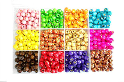

GOELX Colorful Wooden Beads 12 color 500 beads kit for jewellery making/ crafts, size 12mm