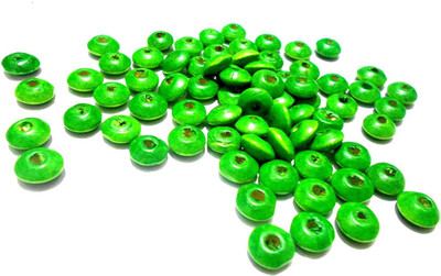 

GOELX Disc wooden beads green for jewellery making/ crafts/ hangings- pack of 100