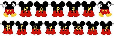

PARTY PROPZ MICKEY BIRTHDAY DECORATION/HAPPY BIRTHDAY BANNER SET OF 1/ MICKEY PARTY SUPPLIES Banner(8 ft, Pack of 1)
