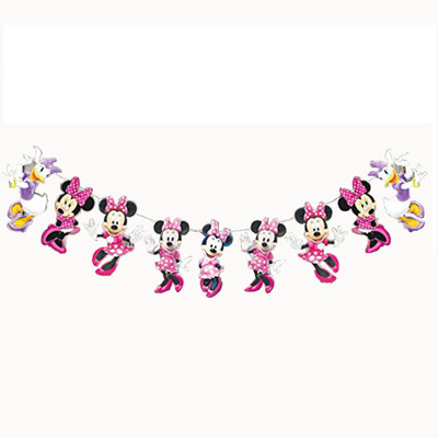 

PARTY PROPZ MINNIE BIRTHDAY DECORATION/CHARACTER BUNTING 8FT SET OF 1/ MINNIE PARTY SUPPLIES Banner(8 ft, Pack of 1)