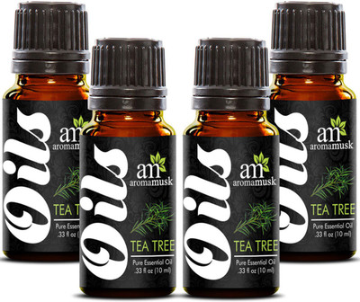 

AromaMusk 100% Natural Tea Tree Essential Oil (Therapeutic Grade, Pure & Undiluted) Pack Of 4(10 ml)